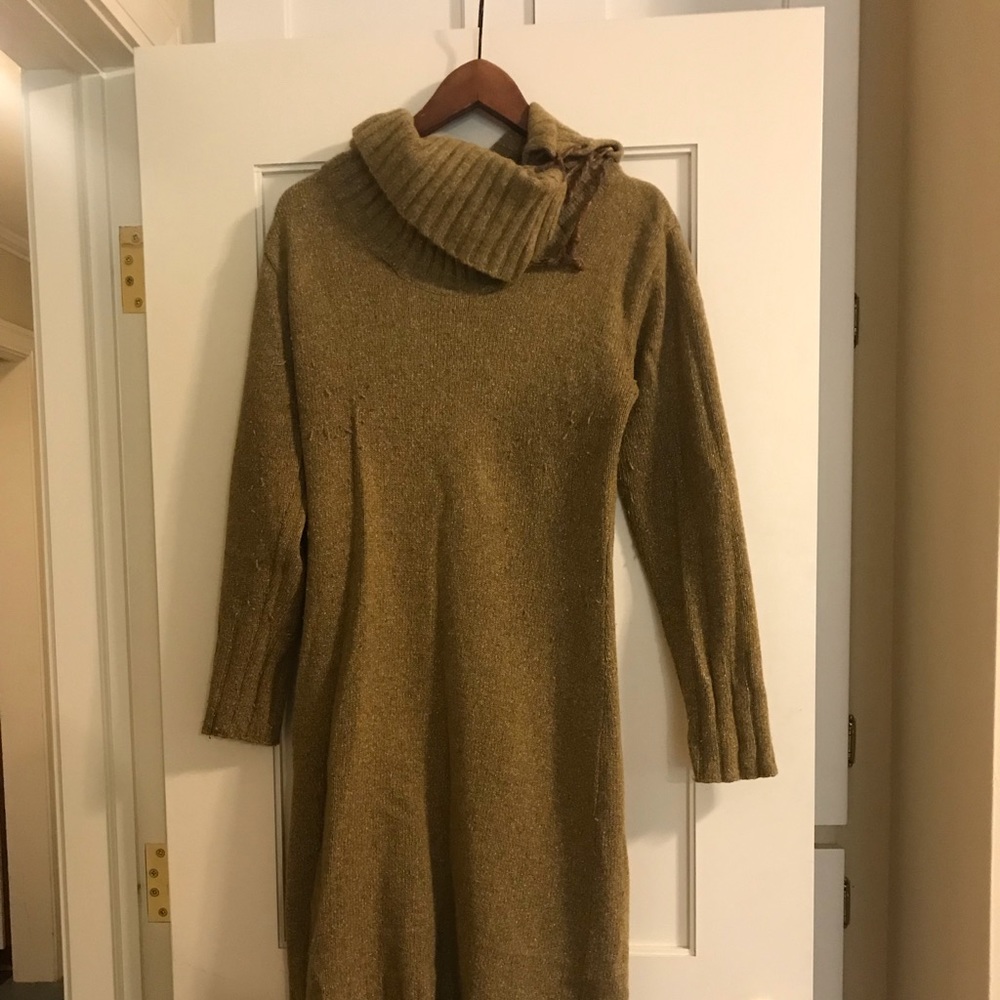 European Wool Green Sweater Dress